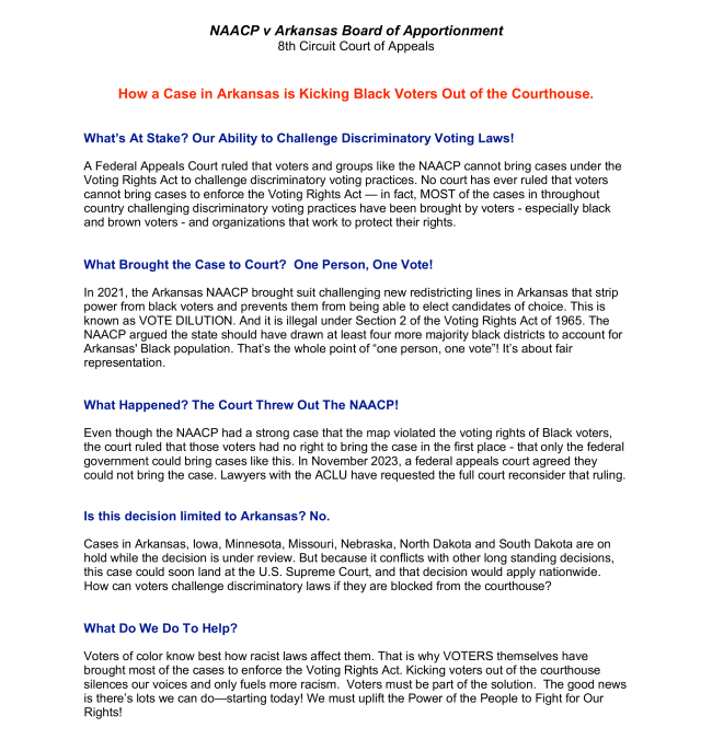 STATEMENT – 8th Circuit Court Decision Threatens ALL Our Voting Rights!