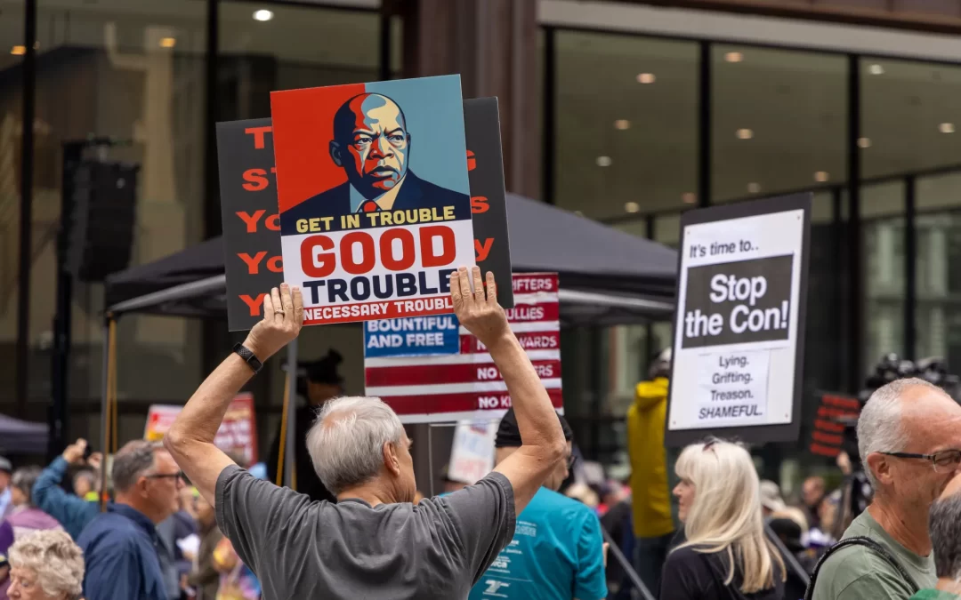 IN THE NEWS: ‘Good Trouble’ Protesters Honor John Lewis’ Legacy And Vow To Stand Up Against Trump