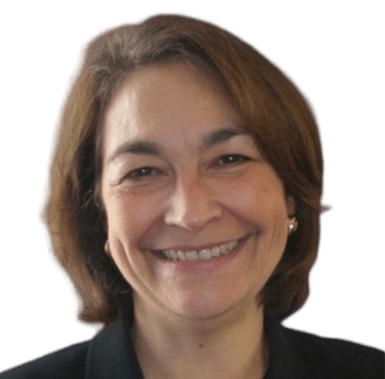 Smiling woman with shoulder-length brown hair, wearing a black blazer and pearl earrings. The image conveys warmth and approachability, suitable for a professional profile.